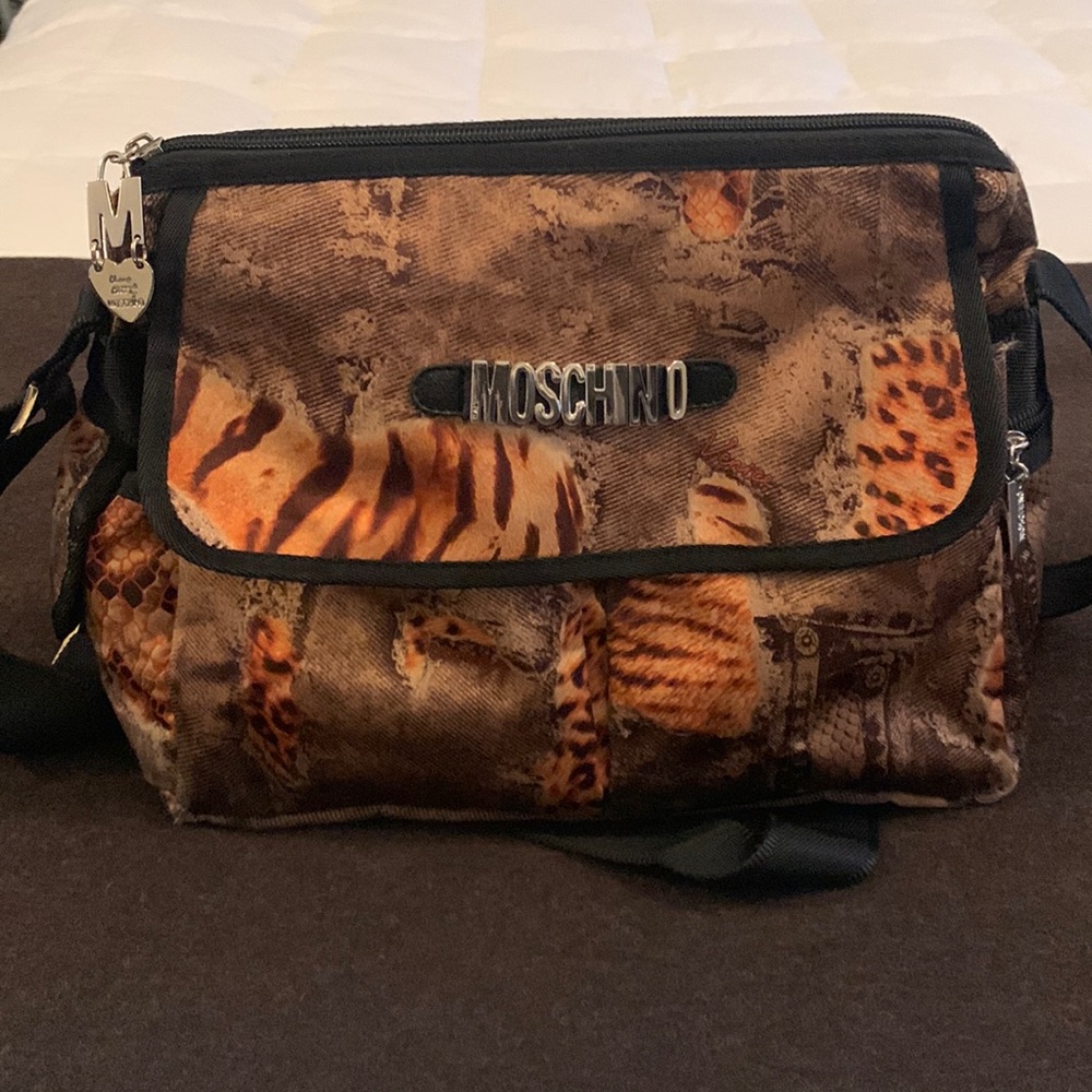 Moschino leopard/safari messenger bag made in Italy